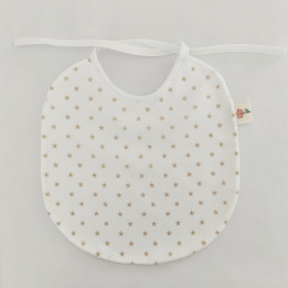 Babete de fita Estrelinhas bege em fundo branco - grande