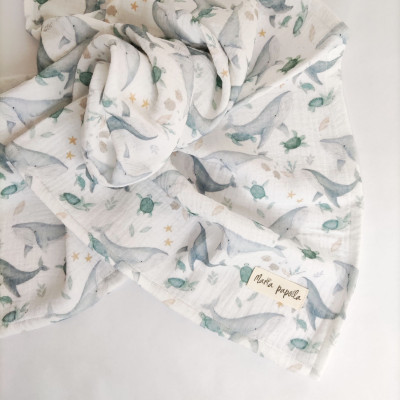 Fralda de musselina Baleias