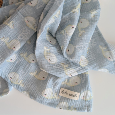 Fralda de musselina Baleia