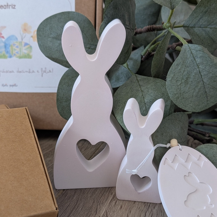 Conjunto Coelhos em gesso perfumado