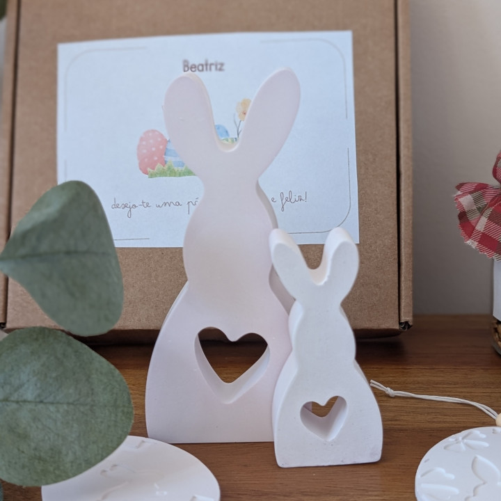 Conjunto Coelhos em gesso perfumado